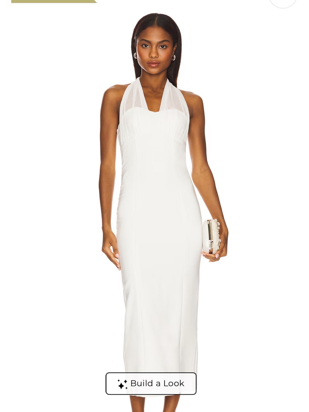Elegant White Halter Midi Dress